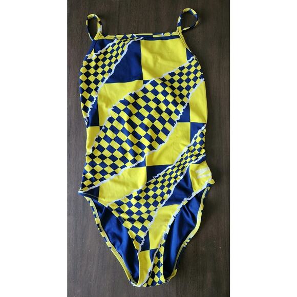 Speedo Trending Fast One Blue Gold Endurance Swim Suit Female 7719908-419 12/38 - Picture 3 of 7